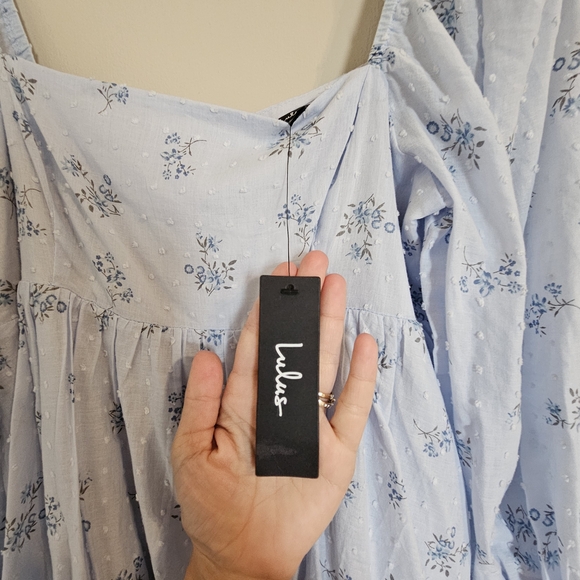 Lulu's Light Blue Floral Textured Dress - Picture 3 of 12